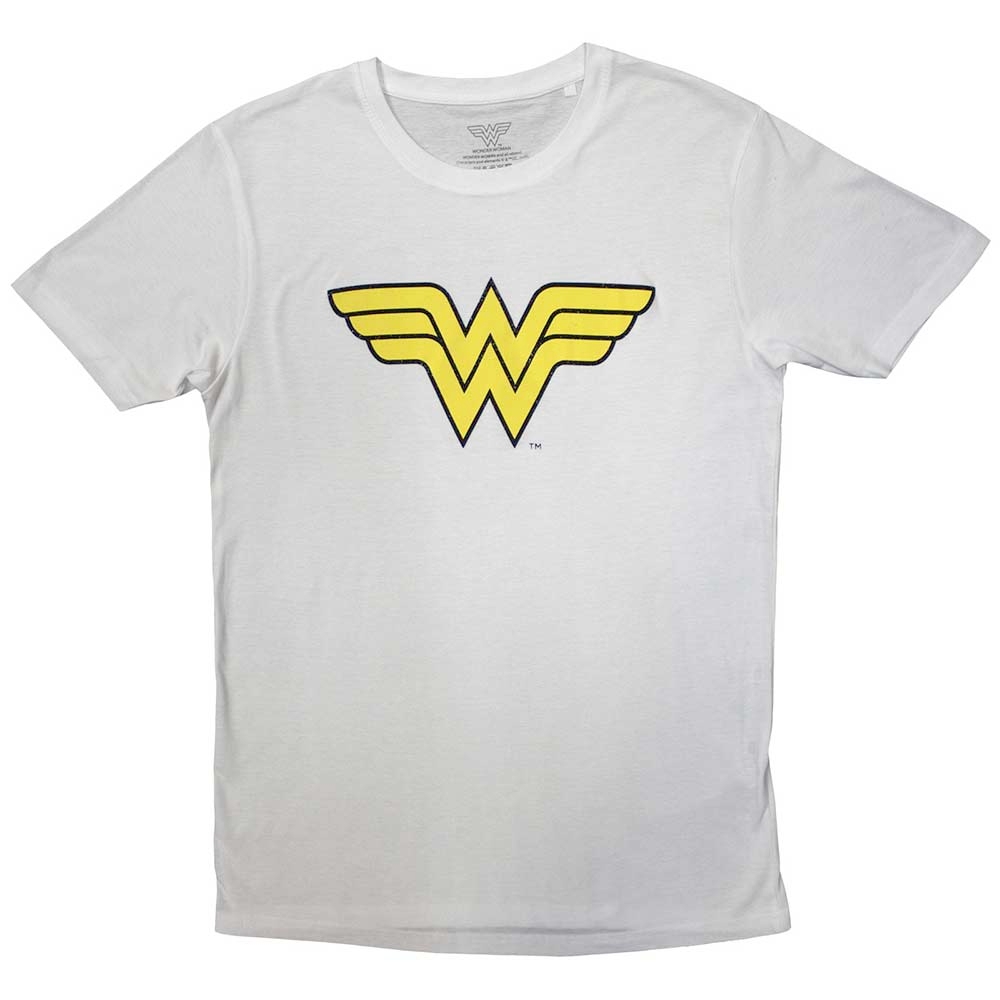 DC Comics Wonder Woman - Yellow Logo Heren Tshirt - Wit